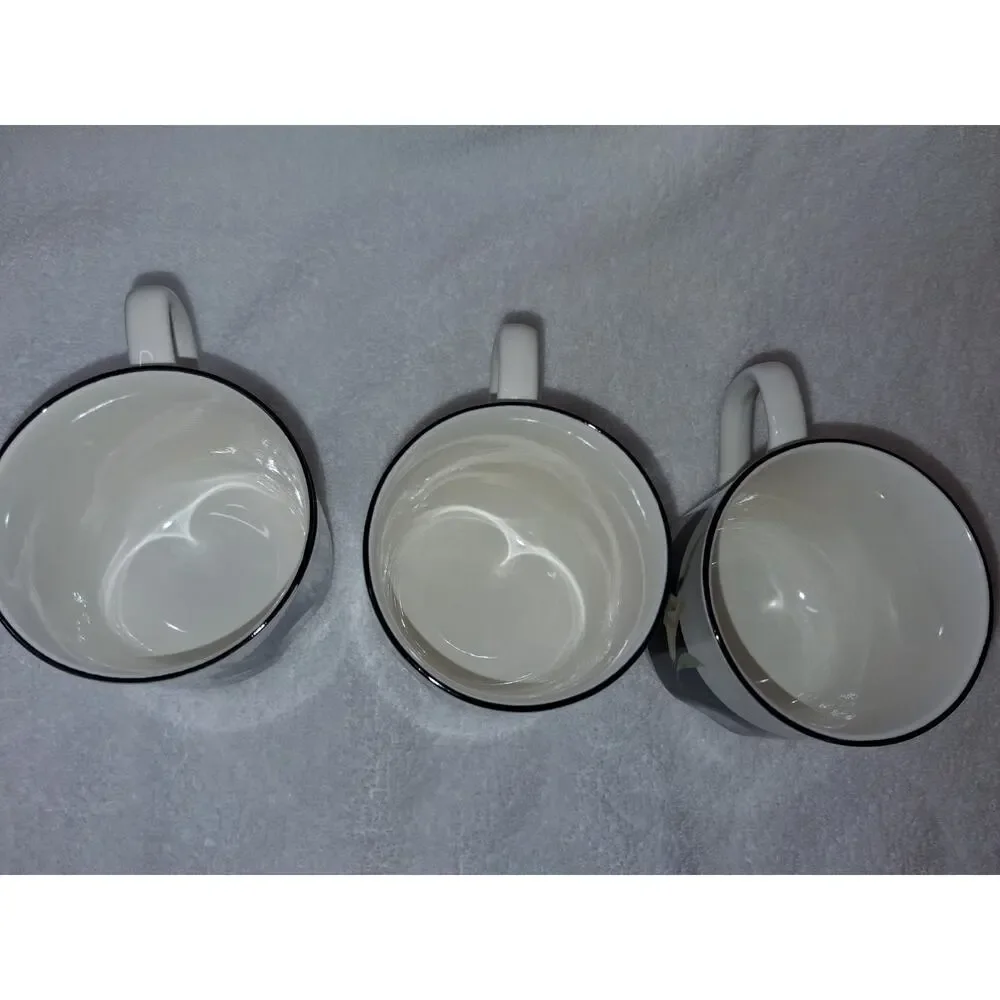 Sango Quadrille Black Lilies Set Of 3 Pieces.